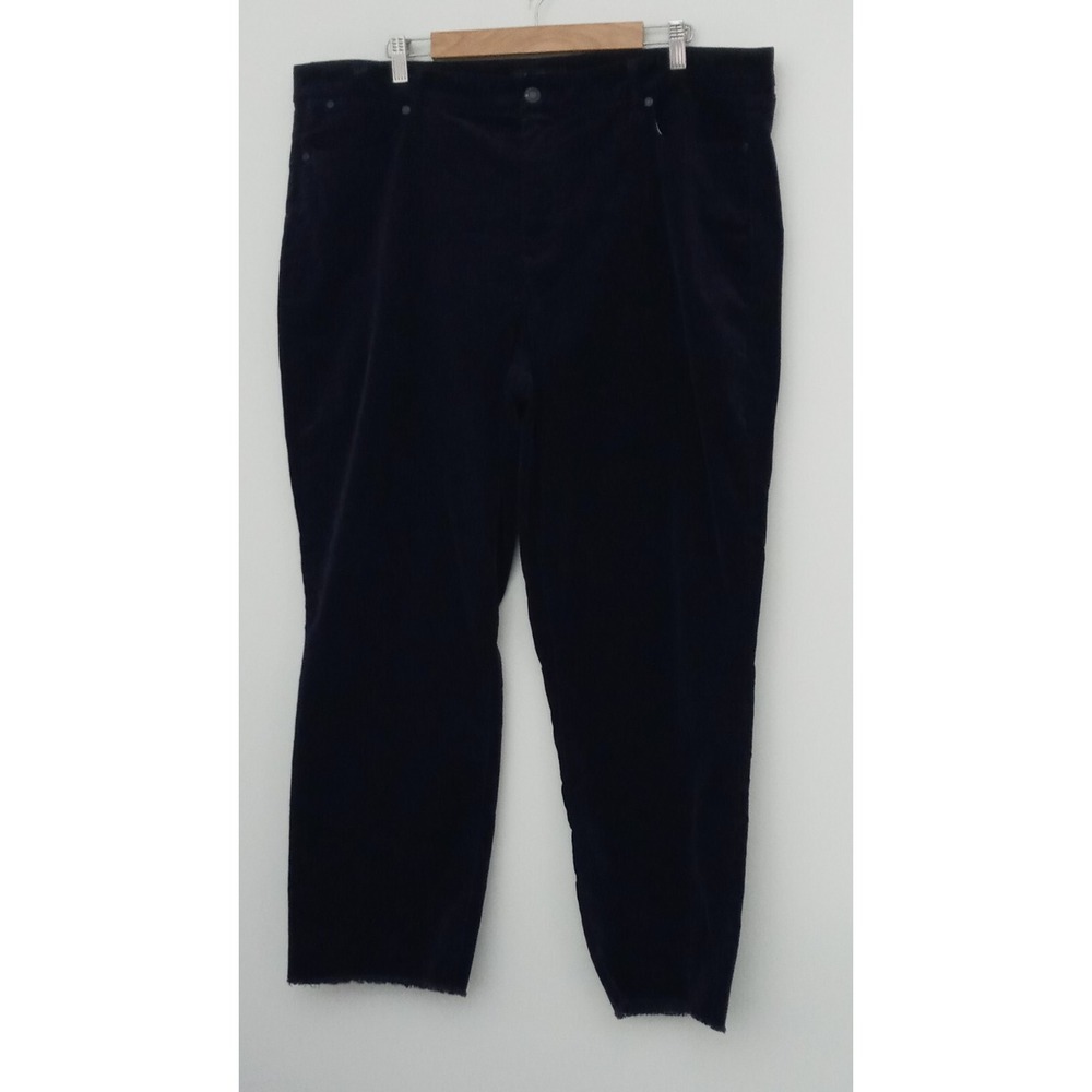 Talbots Pants Size 20L Navy Blue Slim Ankle Curvy Raw Hem Pockets Pre-owned